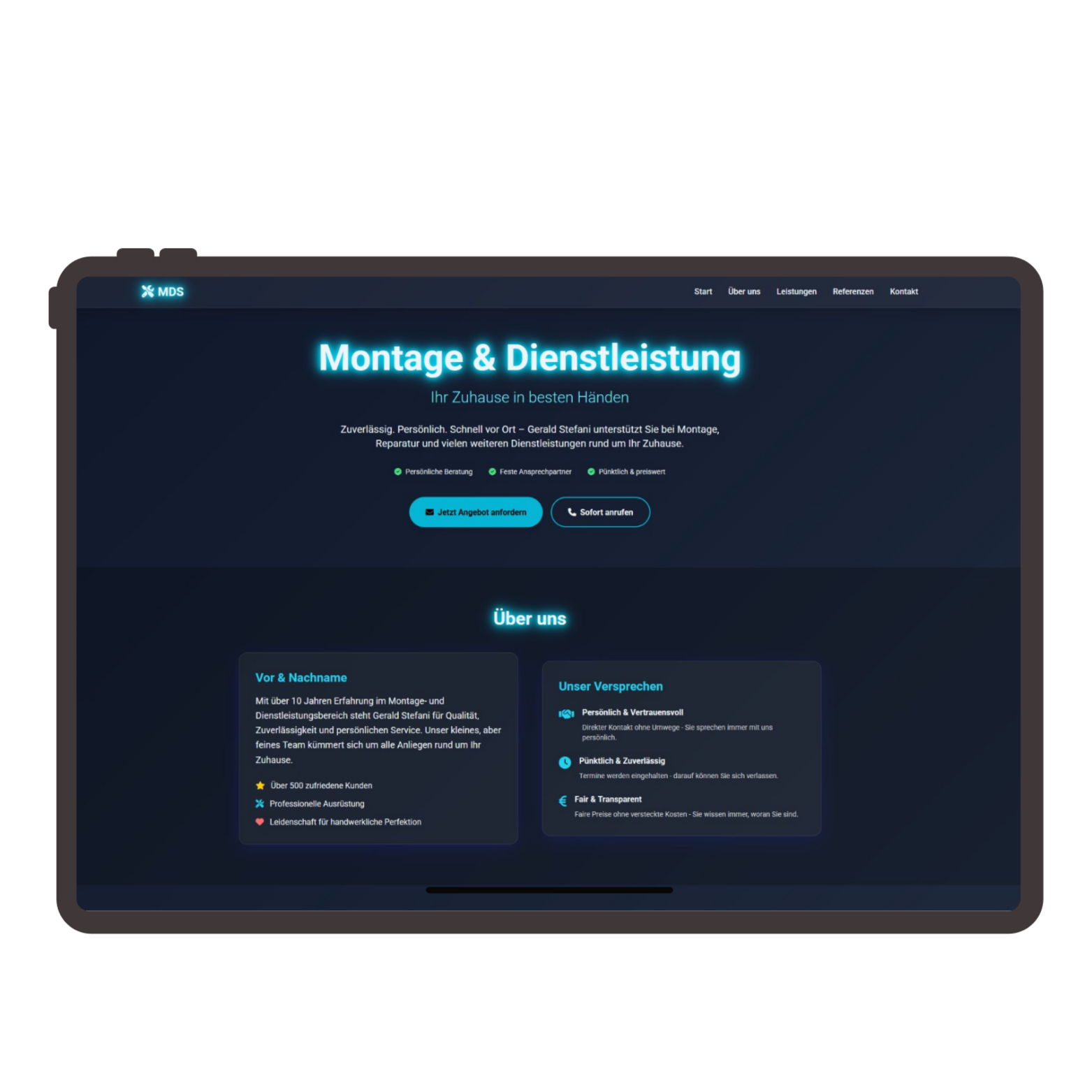 Montage & Dienstleistung Website